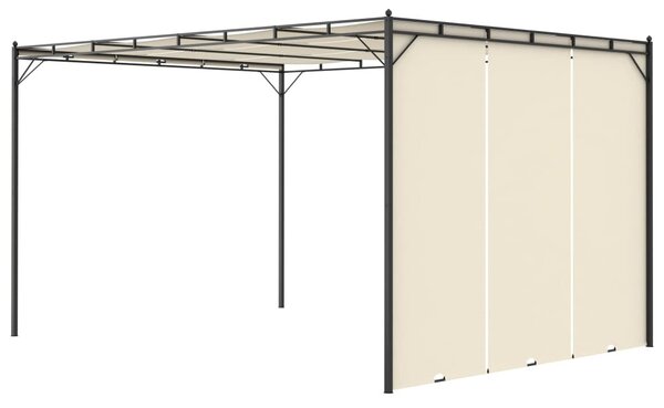 Krémszínű kerti pavilon oldalfüggönnyel 4 x 3 x 2,25 m