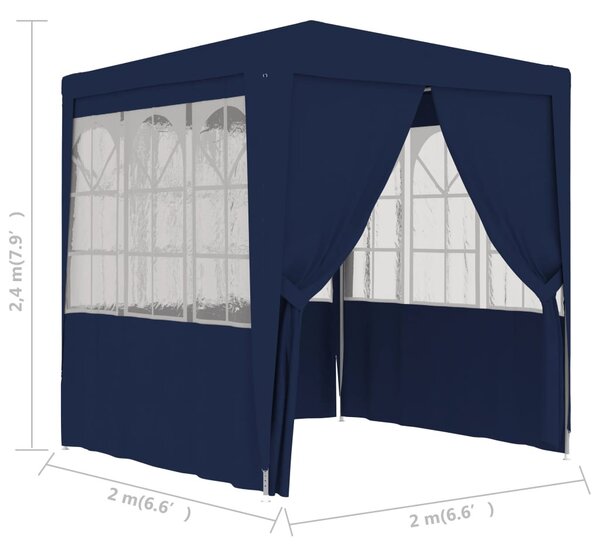 Kék rendezvénysátor oldalfalakkal 2 x 2 m 90 g/m²