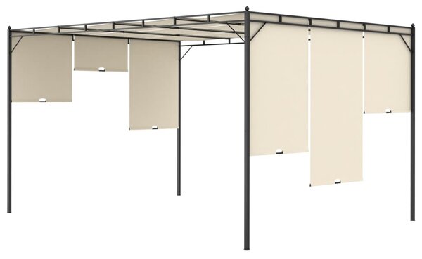 Krémszínű kerti pavilon oldalfüggönnyel 4 x 3 x 2,25 m