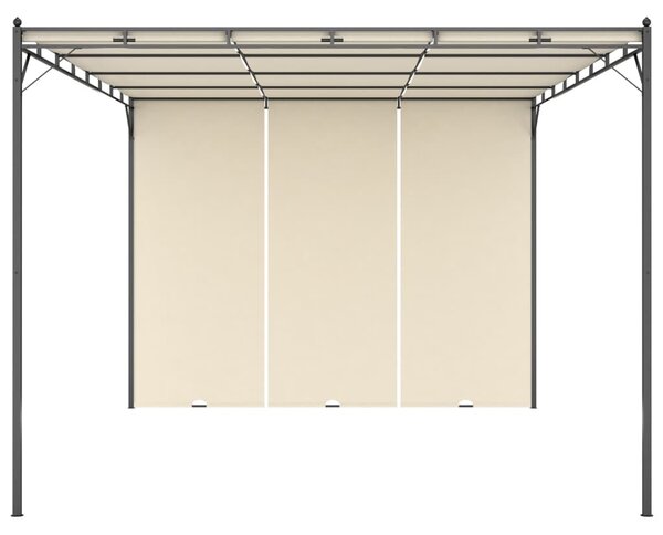 Krémszínű kerti pavilon oldalfüggönnyel 4 x 3 x 2,25 m