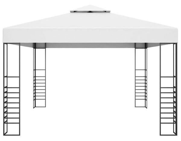 Fehér porszórt acél kerti pavilon 4 x 3 x 2,7 m