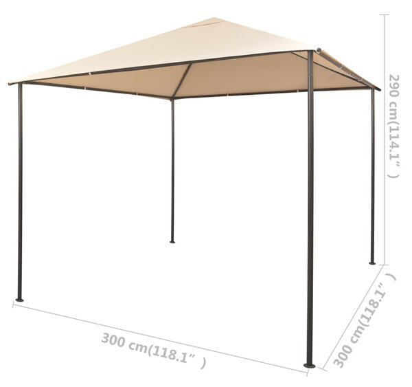 Bézs kerti acél pavilon vászontetővel 3 x 3 m
