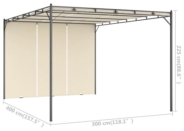 Krémszínű kerti pavilon oldalfüggönnyel 4 x 3 x 2,25 m