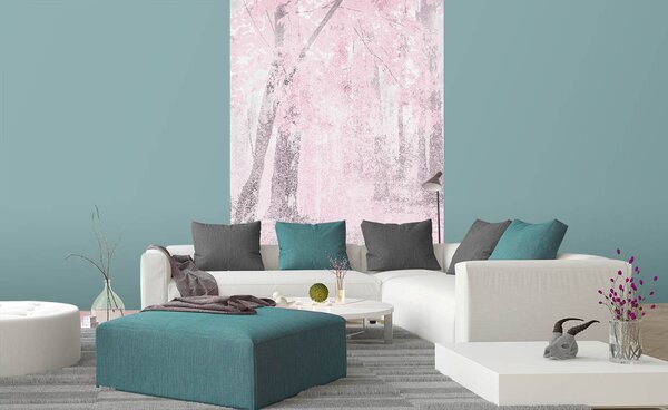 Nem szőtt fotótapéta a falra absztrakt rózsaszín erdő 150 x 250 cm