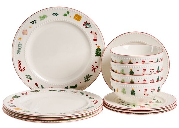 12 darabos étkészlet SAFFRON Porcelán Fehér