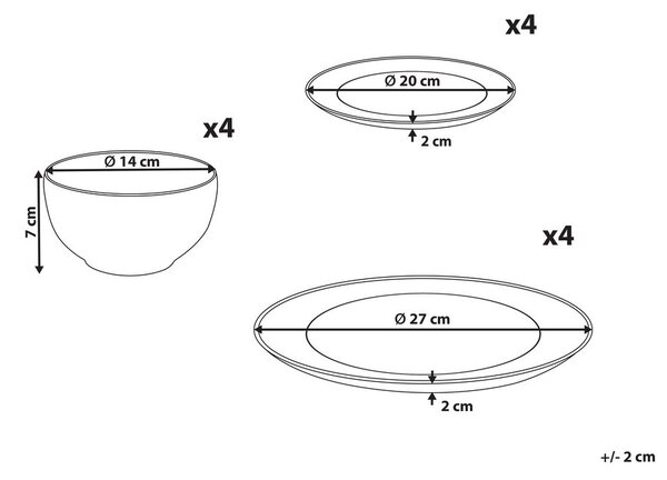 12 darabos étkészlet SAFFRON Porcelán Fehér