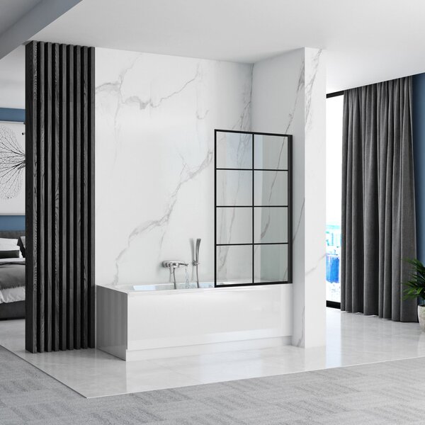 Rea LAGOS 1 FIX - kádparaván, 1 lapos, 70 x 140 cm, fekete-átlátszó, REA-K4560