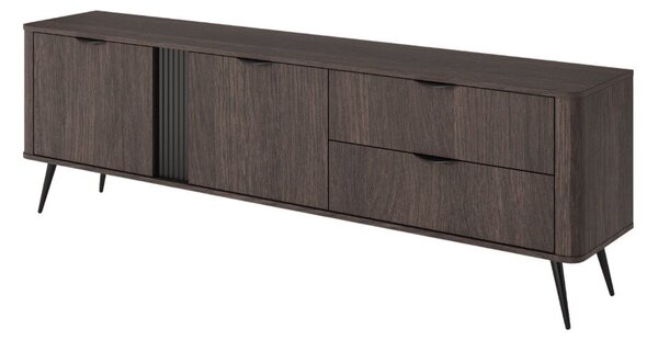 TV-állvány Nufena 105, Közepes sűrűségű farostlemez, Laminált forgácslap, 61x195x38cm, Sötét tölgy