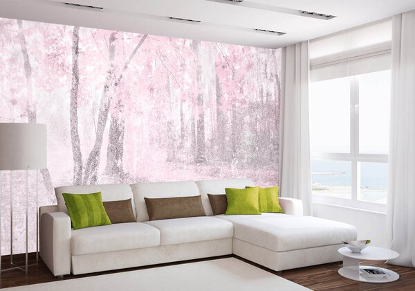 Nem szőtt fotótapéta absztrakt rózsaszín erdő 375 x 250 cm