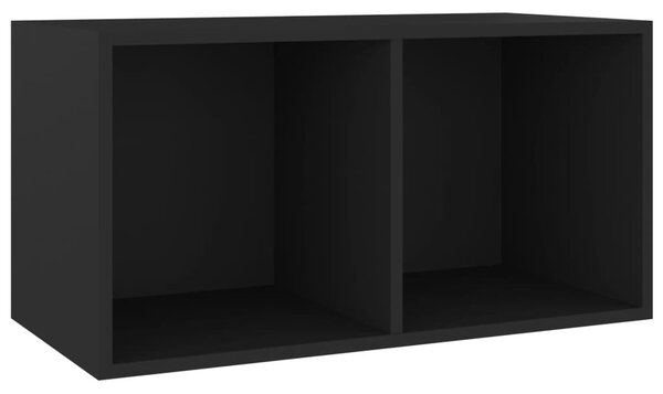 Fekete szerelt fa lemeztároló doboz 71 x 34 x 36 cm