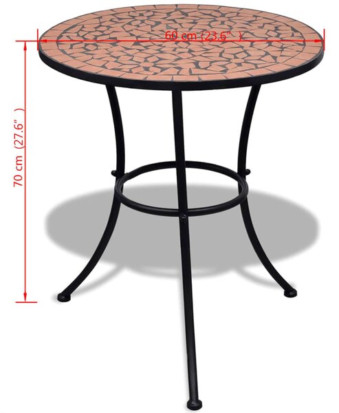 Terrakotta mozaik bisztró asztal 60 cm