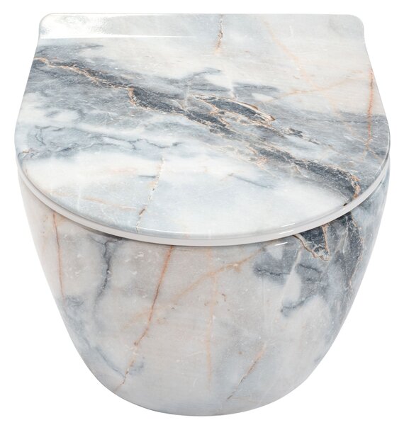 REA - Carlos Granit Shiny Rimless fali WC csésze ülőkével, kőutánzattal, REA-C8002