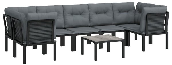 8 részes fekete-szürke polyrattan kerti társalgógarnitúra