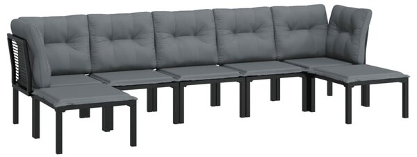7 részes fekete-szürke polyrattan kerti ülőgarnitúra