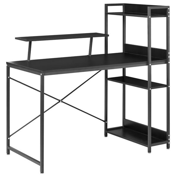 Íróasztal BILOXY Fekete 120 cm 64 cm polcokkal