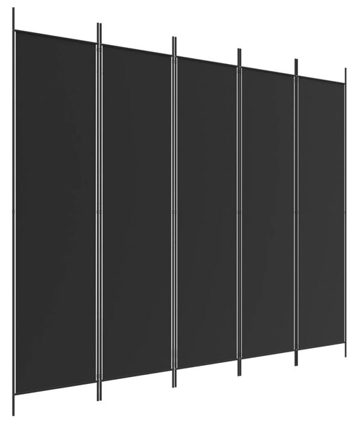 5 paneles fekete szövet térelválasztó 250x200 cm