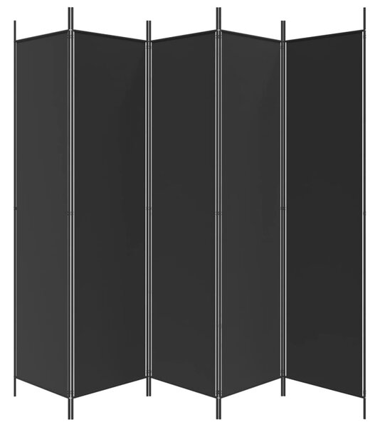 5 paneles fekete szövet térelválasztó 250x200 cm