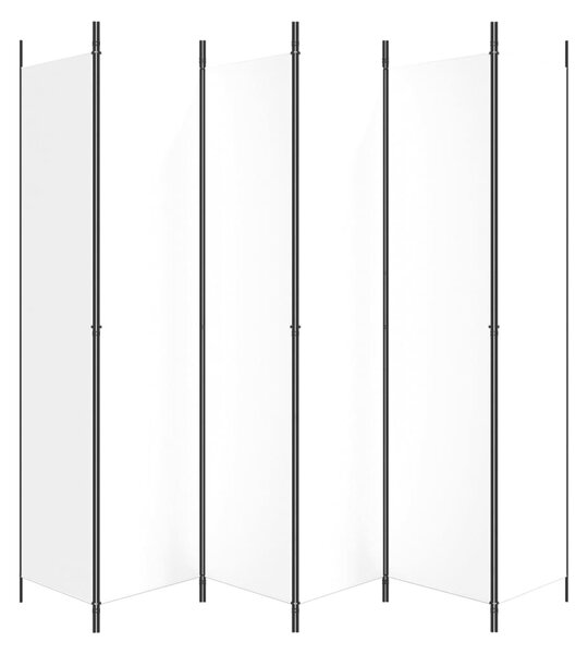 6 paneles fehér szövet térelválasztó 250 x 220 cm