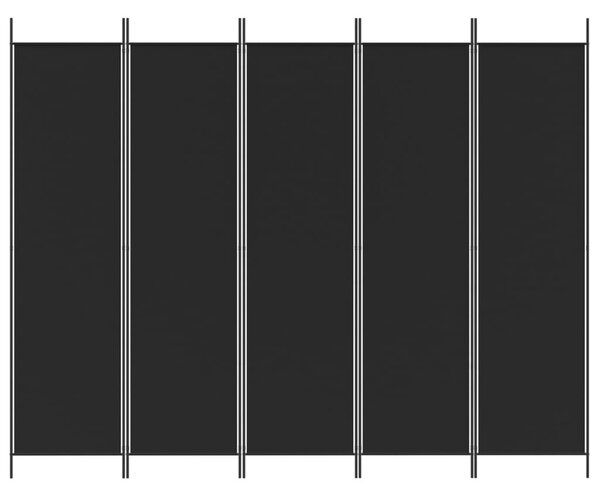 5 paneles fekete szövet térelválasztó 250x200 cm