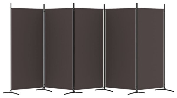 5 paneles barna szövet térelválasztó 433 x 180 cm