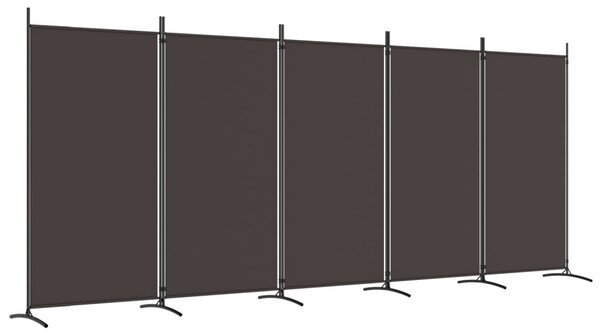 5 paneles barna szövet térelválasztó 433 x 180 cm