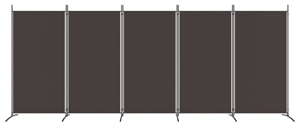 5 paneles barna szövet térelválasztó 433 x 180 cm