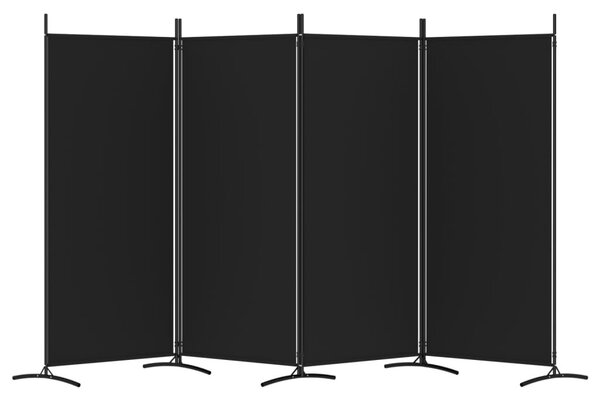 4 paneles fekete szövet térelválasztó 346x180 cm
