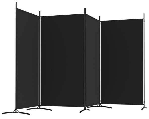 4 paneles fekete szövet térelválasztó 346x180 cm