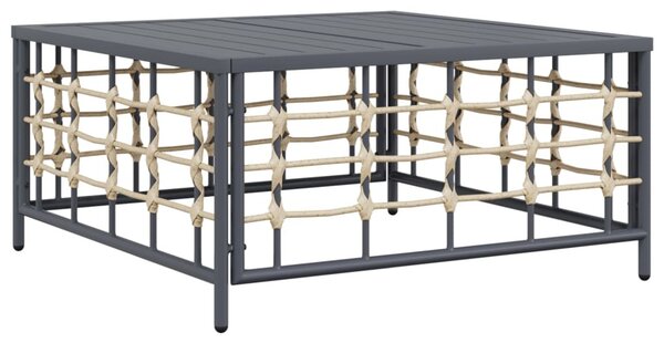 5 részes antracitszürke polyrattan kerti ülőgarnitúra párnákkal