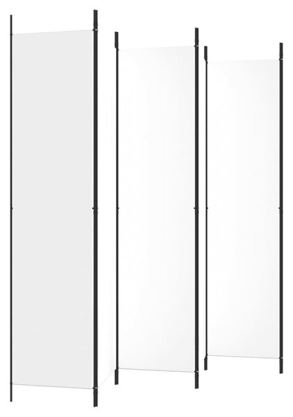 6 paneles fehér szövet térelválasztó 250 x 220 cm