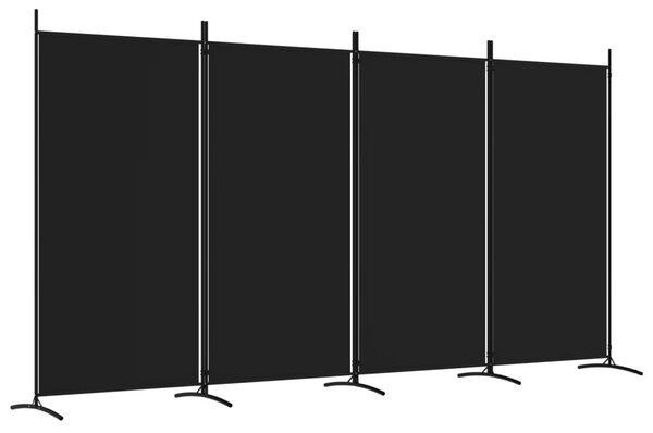 4 paneles fekete szövet térelválasztó 346x180 cm