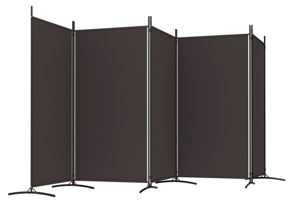 5 paneles barna szövet térelválasztó 433 x 180 cm
