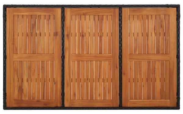 Fekete polyrattan falapos kerti asztal 150 x 90 x 75 cm