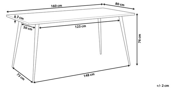 Étkezőasztal SANTIAGO Fehér márvány 160 cm 80 cm