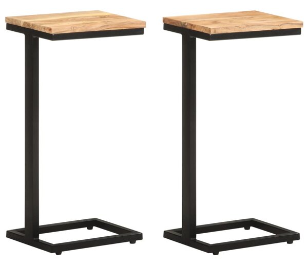 2 db tömör akácfa kisasztal 31,5 x 24,5 x 64,5 cm