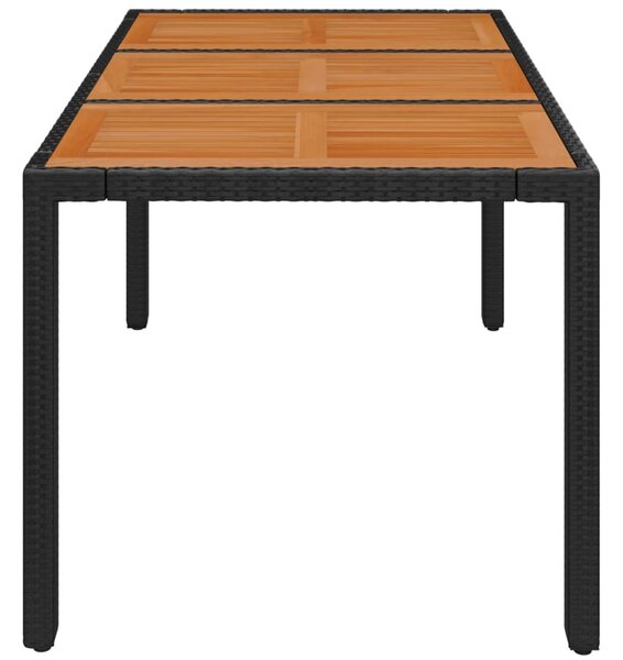 Fekete polyrattan falapos kerti asztal 150 x 90 x 75 cm