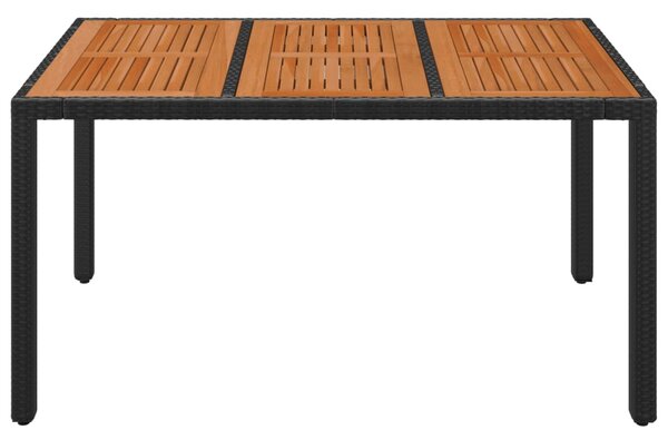 Fekete polyrattan falapos kerti asztal 150 x 90 x 75 cm