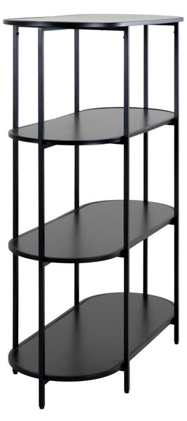 Könyvespolc,ovális polc,fekete 85x36x111cm