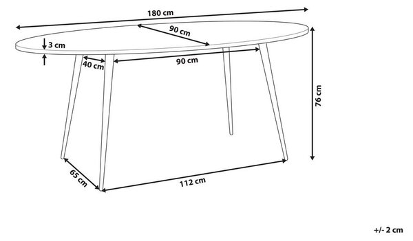 Étkezőasztal OTTAWA Világosbarna 180 cm 90 cm