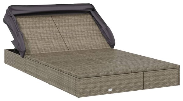 2 személyes szürke polyrattan napágy tetővel 213 x 118 x 97 cm