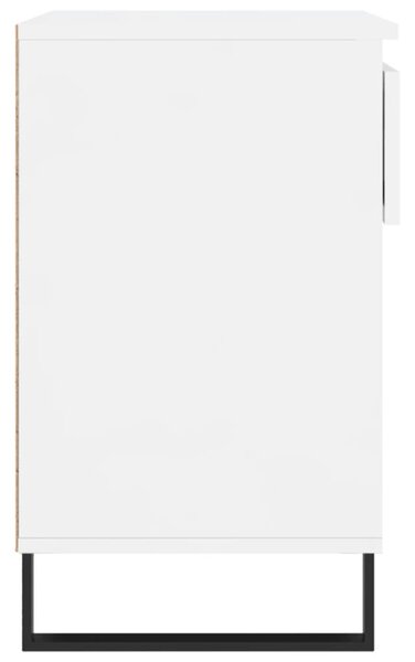 Magasfényű fehér szerelt fa cipőszekrény 70 x 36 x 60 cm