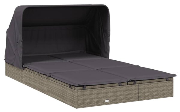 2 személyes szürke polyrattan napágy tetővel 213 x 118 x 97 cm