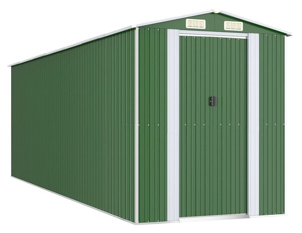 Zöld horganyzott acél kerti fészer 192x606x223 cm