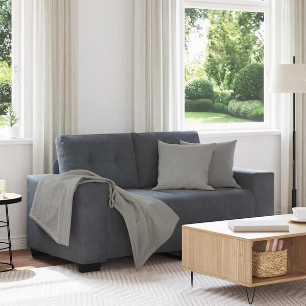 Sötétszürke bársony loveseat kanapé 160x77x82 cm