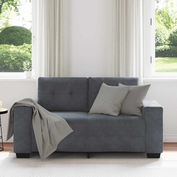 Sötétszürke bársony loveseat kanapé 160x77x82 cm