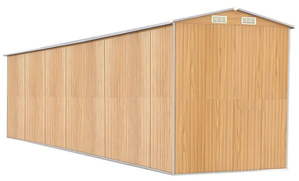 Világosbarna horganyzott acél kerti fészer 192x855x223 cm