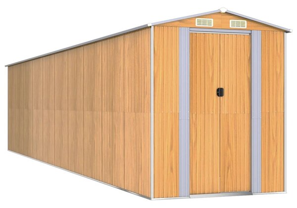 Világosbarna horganyzott acél kerti fészer 192x855x223 cm