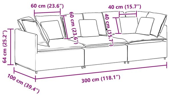 VidaXL moduláris kanapé párnákkal világosszürke szövetből