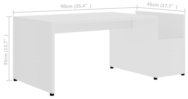 Fehér szerelt fa dohányzóasztal 90 x 45 x 35 cm
