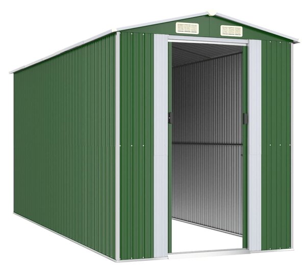 Zöld horganyzott acél kerti fészer 192x440x223 cm